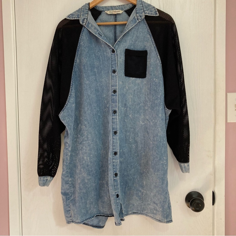 Davi & Dani Mesh sleeve Jean blouse